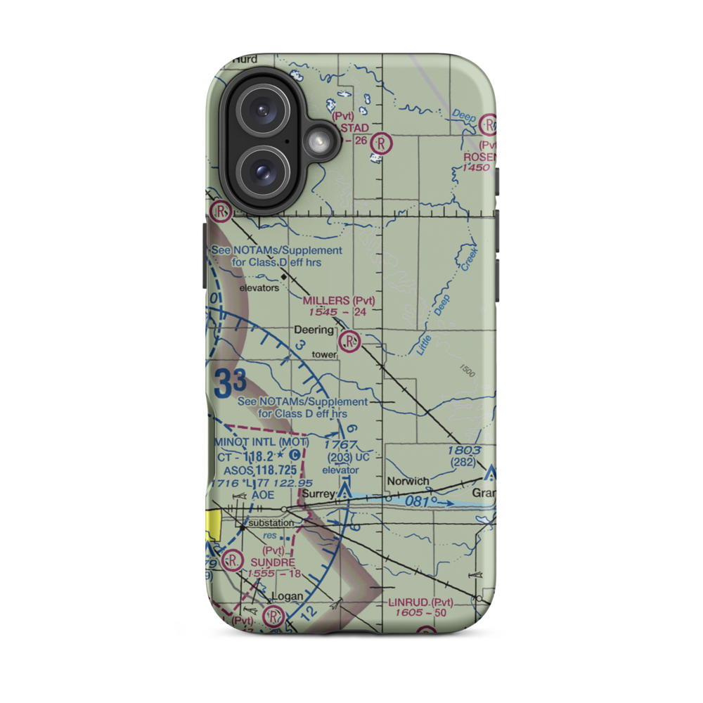 Millers Airstrip (81ND) VFR Sectional  Tough iPhone Case iPhone 16 Plus model shown