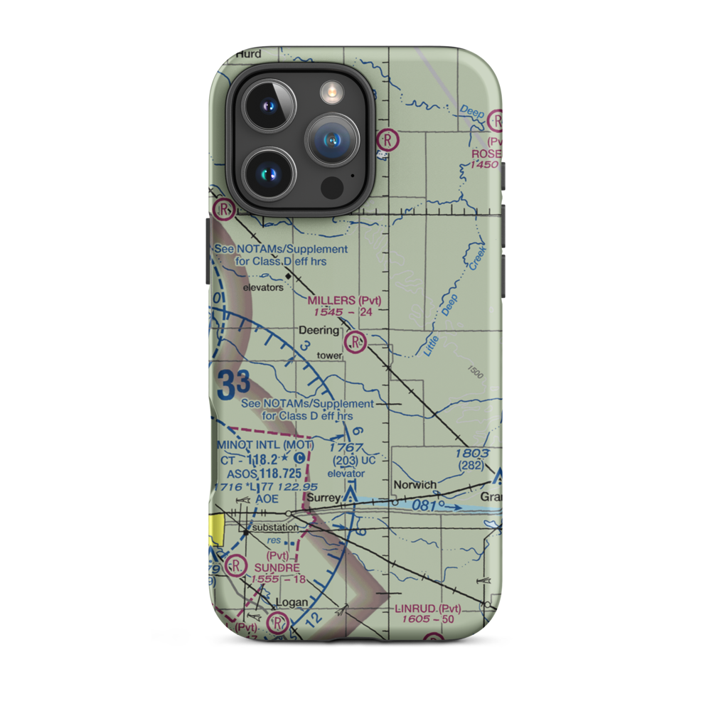 Millers Airstrip (81ND) VFR Sectional  Tough iPhone Case iPhone 16 Pro Max model shown