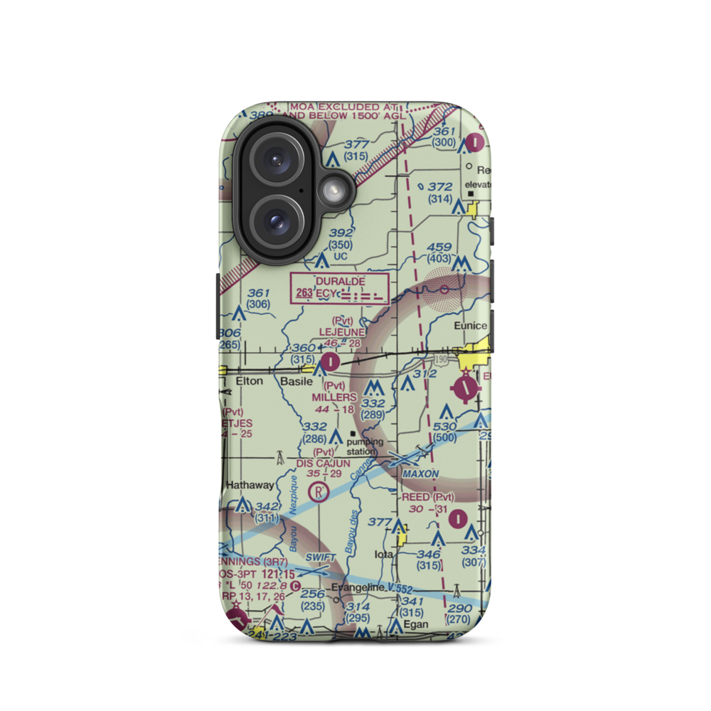 Millers Flying Service Airport (LA01) VFR Sectional  Tough iPhone Case iPhone 16 model shown