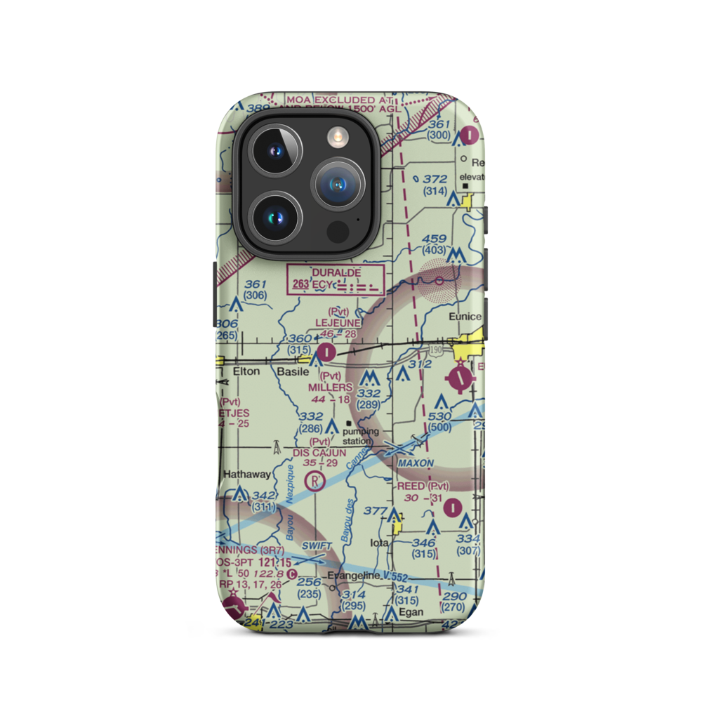 Millers Flying Service Airport (LA01) VFR Sectional  Tough iPhone Case iPhone 16 Pro model shown