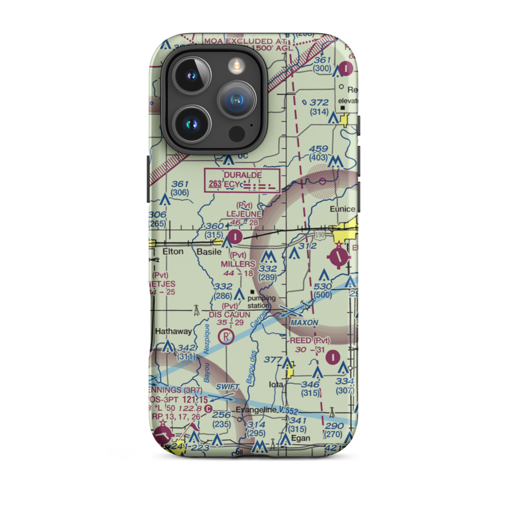 Millers Flying Service Airport (LA01) VFR Sectional  Tough iPhone Case iPhone 16 Pro Max model shown