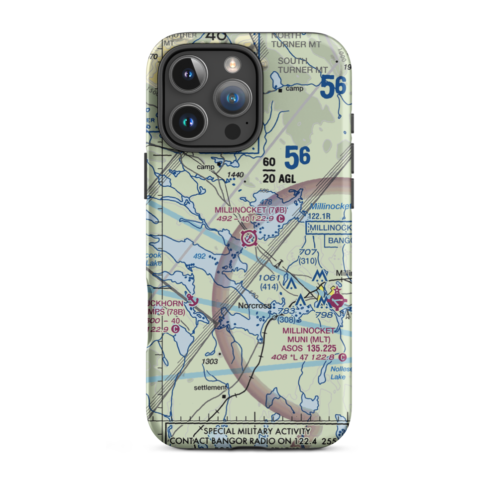 Millinocket Seaplane Base (70B) VFR Sectional  Tough iPhone Case iPhone 16 Pro Max model shown