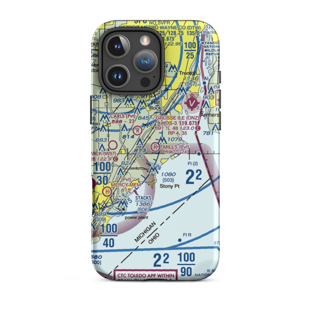 Mills Field (MI53) VFR Sectional  Tough iPhone Case iPhone 16 Pro Max model shown
