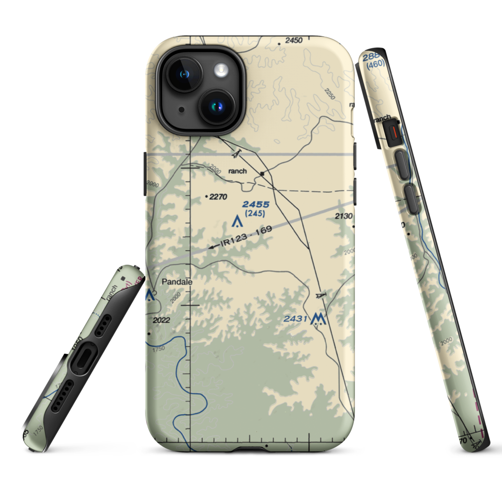 Mills Ranch Airport (3TE7) VFR Sectional  Tough iPhone Case iPhone 15 Plus model shown
