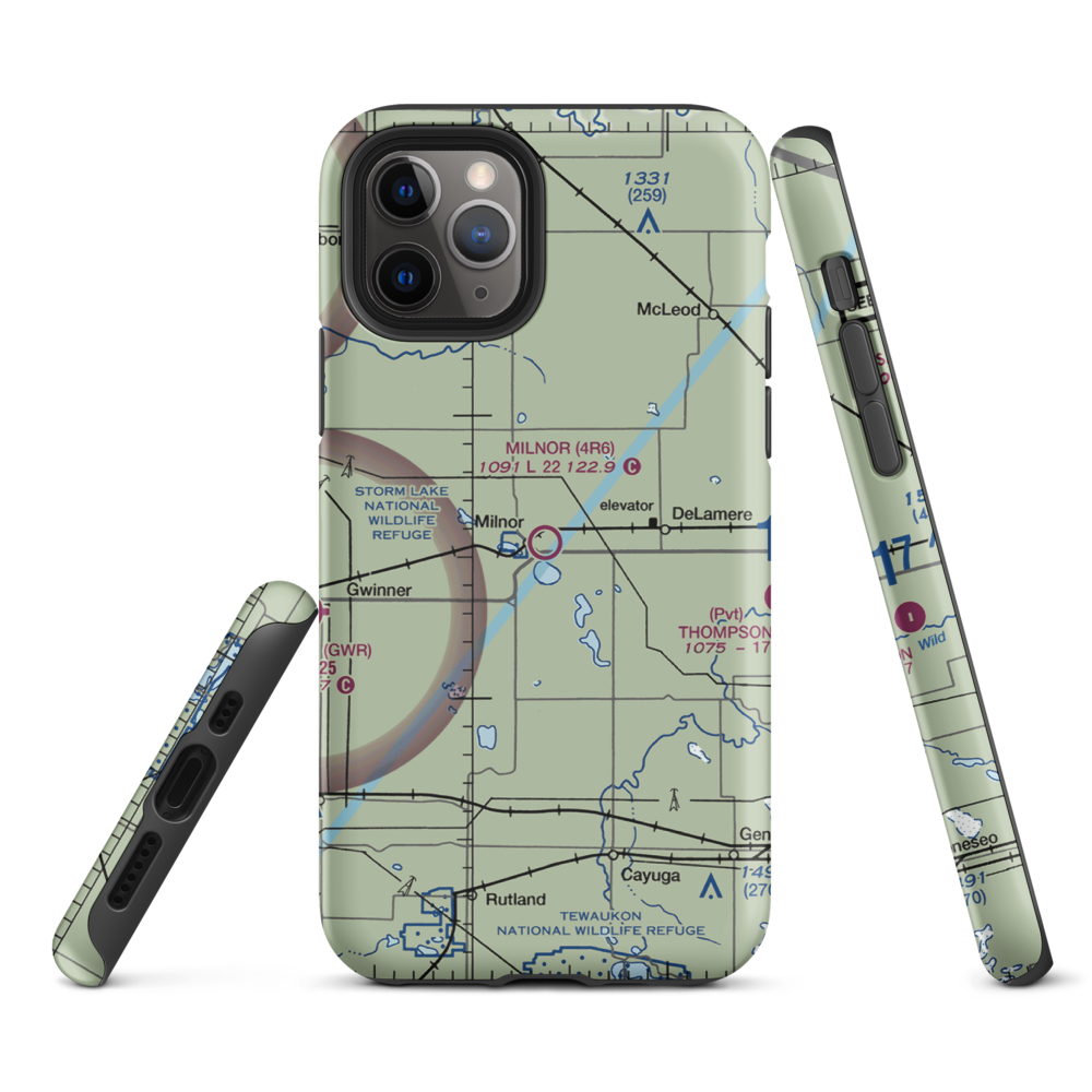 Milnor Municipal Airport (4R6) VFR Sectional  Tough iPhone Case iPhone 11 Pro model shown