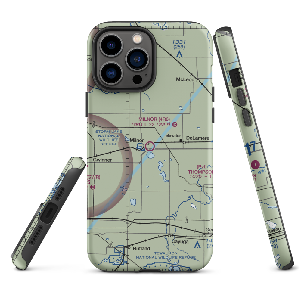 Milnor Municipal Airport (4R6) VFR Sectional  Tough iPhone Case iPhone 13 Pro Max model shown