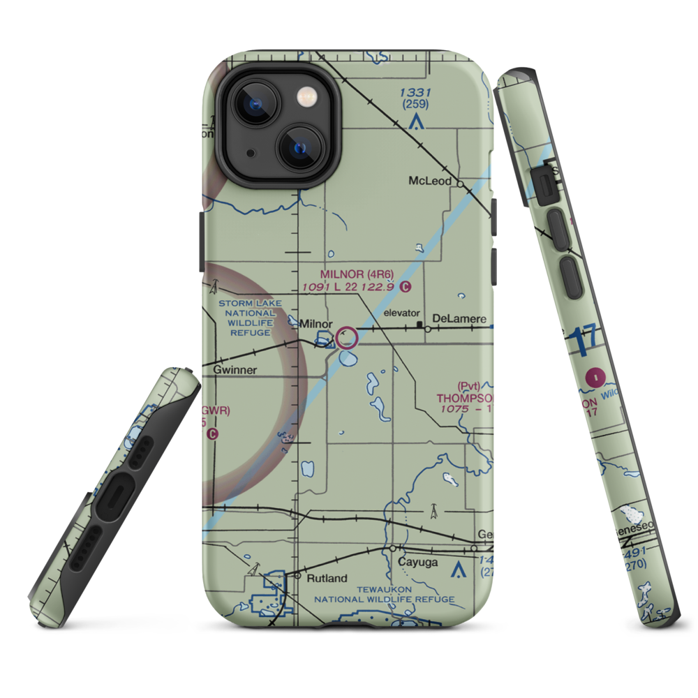 Milnor Municipal Airport (4R6) VFR Sectional  Tough iPhone Case iPhone 14 Plus model shown