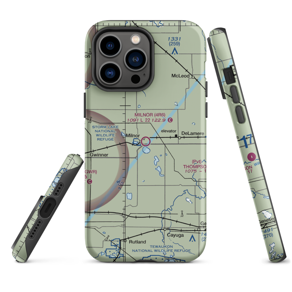 Milnor Municipal Airport (4R6) VFR Sectional  Tough iPhone Case iPhone 14 Pro Max model shown