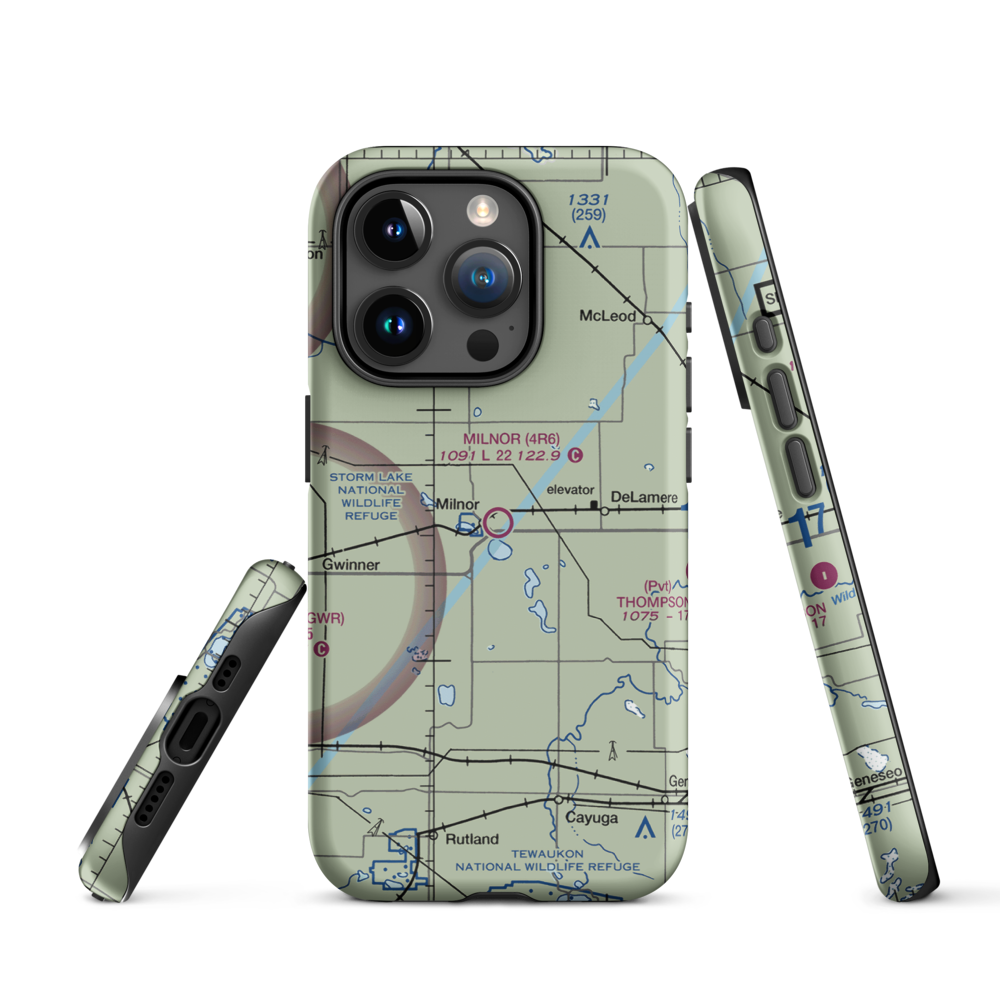 Milnor Municipal Airport (4R6) VFR Sectional  Tough iPhone Case iPhone 15 Pro model shown