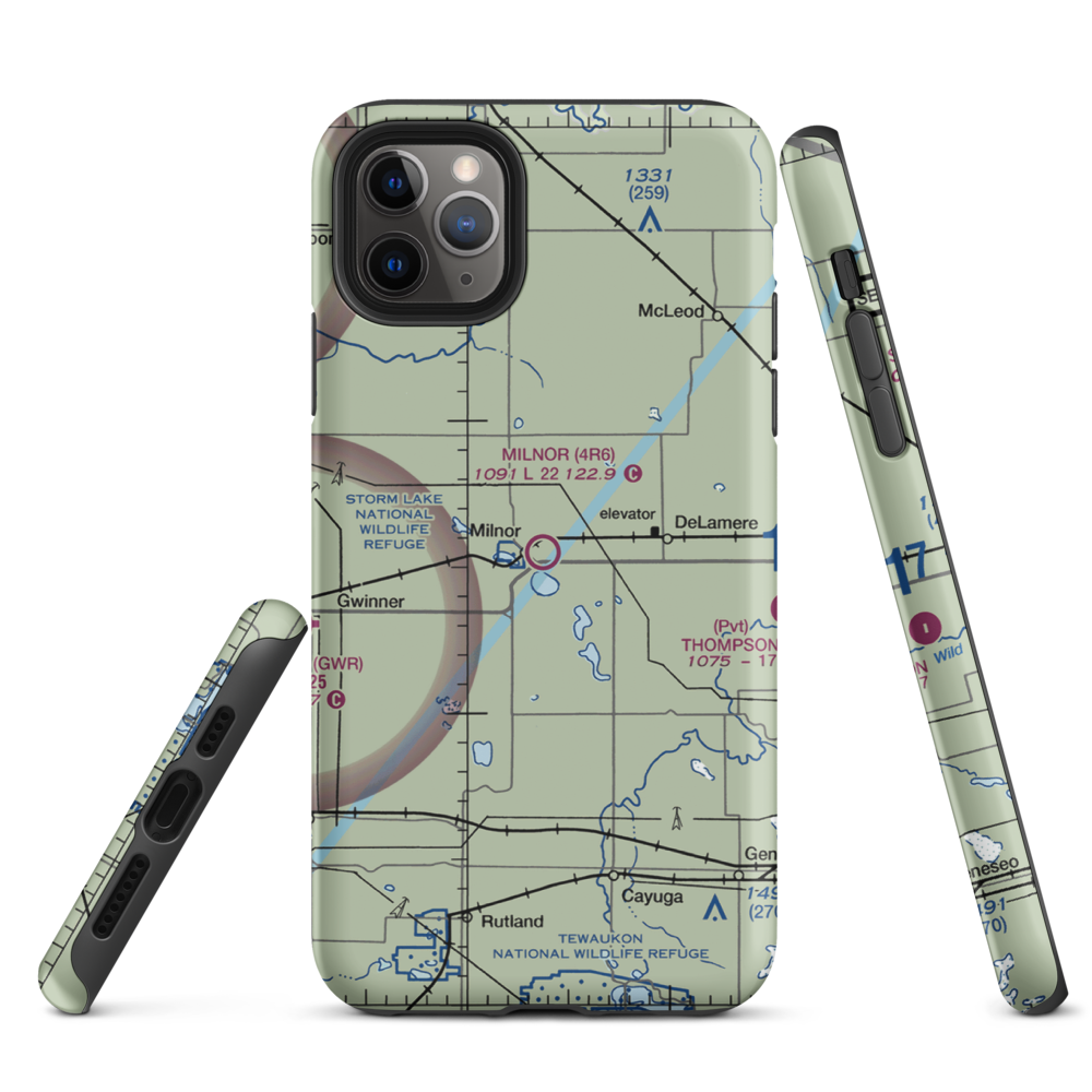 Milnor Municipal Airport (4R6) VFR Sectional  Tough iPhone Case iPhone 11 Pro Max model shown