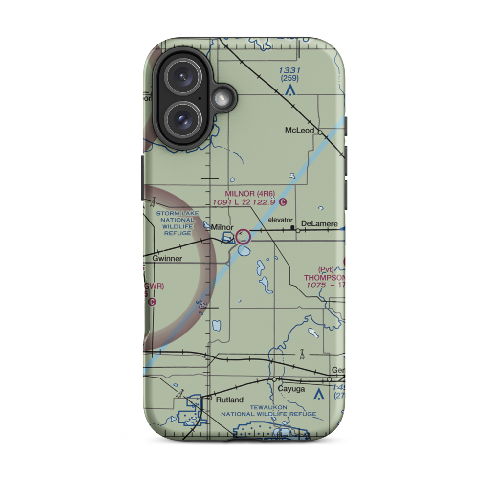 Milnor Municipal Airport (4R6) VFR Sectional  Tough iPhone Case iPhone 16 Plus model shown