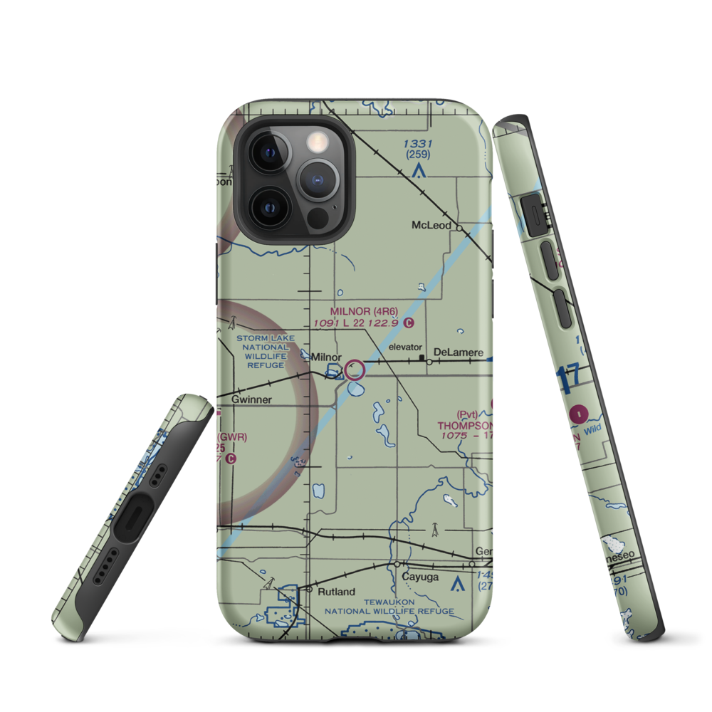 Milnor Municipal Airport (4R6) VFR Sectional  Tough iPhone Case iPhone 12 Pro model shown