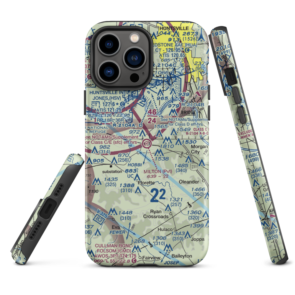 Milton Airport (4AL8) VFR Sectional  Tough iPhone Case iPhone 13 Pro Max model shown