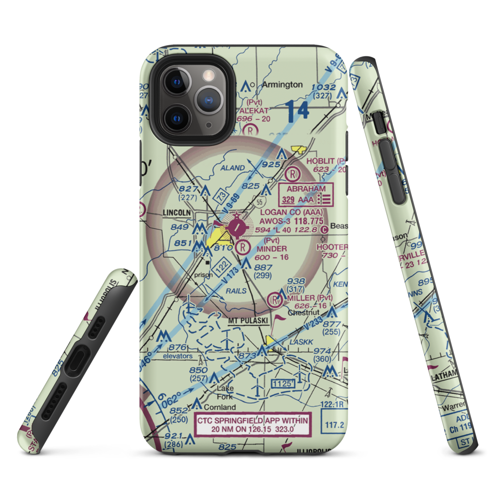 Minder Airport (37IL) VFR Sectional  Tough iPhone Case iPhone 11 Pro Max model shown