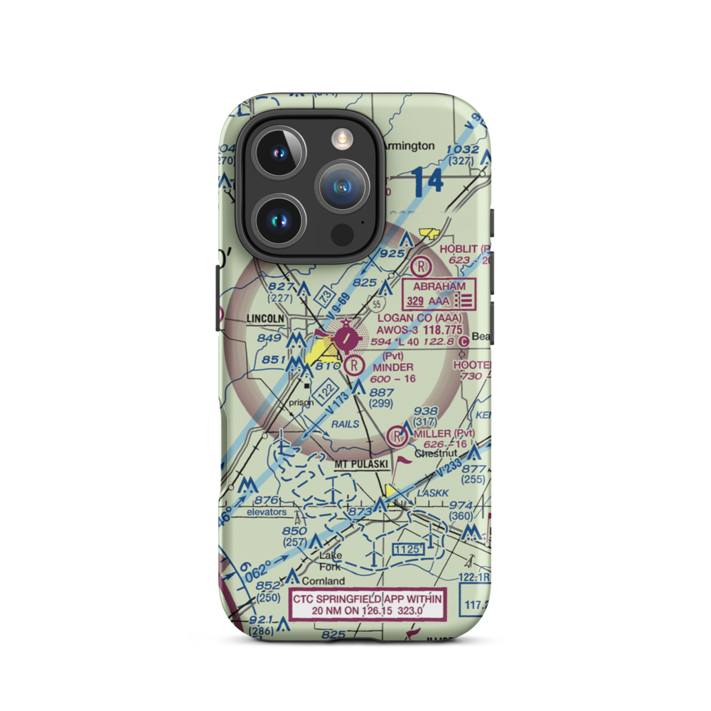 Minder Airport (37IL) VFR Sectional  Tough iPhone Case iPhone 16 Pro model shown