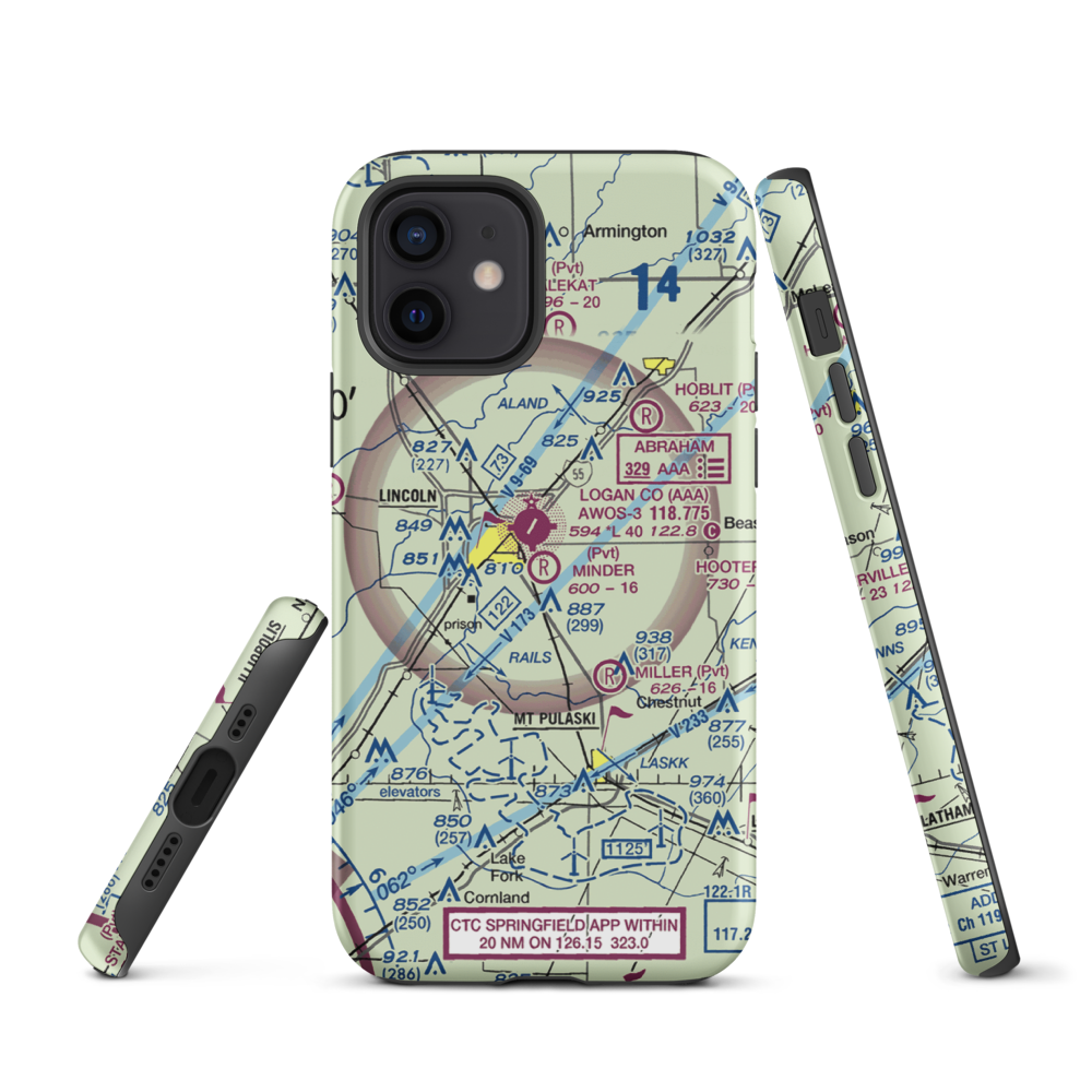 Minder Airport (37IL) VFR Sectional  Tough iPhone Case iPhone 12 model shown