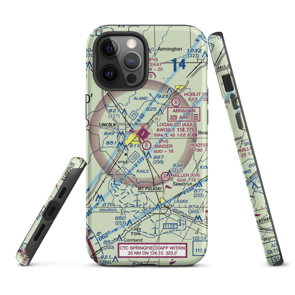 Minder Airport (37IL) VFR Sectional  Tough iPhone Case iPhone 12 Pro Max model shown