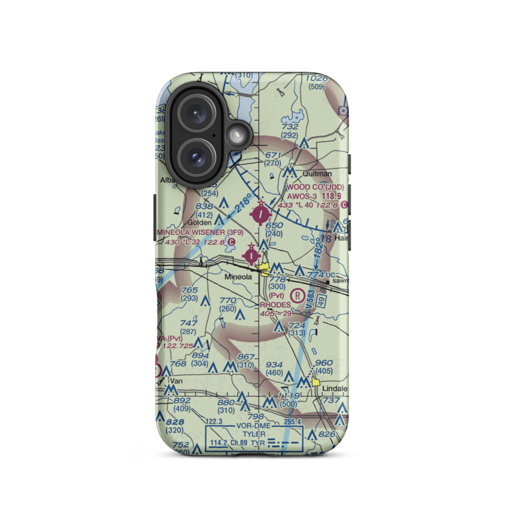 Mineola Wisener Field (3F9) VFR Sectional  Tough iPhone Case iPhone 16 model shown