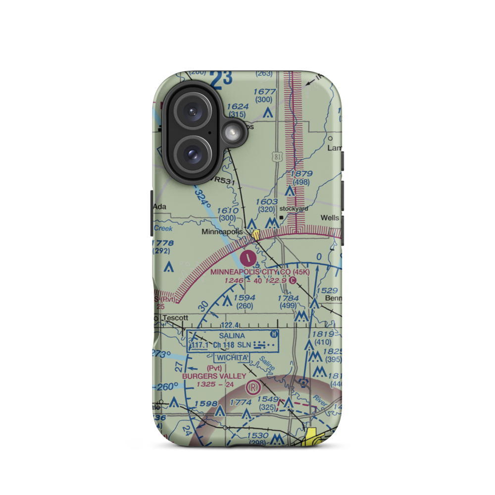 Minneapolis City County Airport (45K) VFR Sectional  Tough iPhone Case iPhone 16 model shown