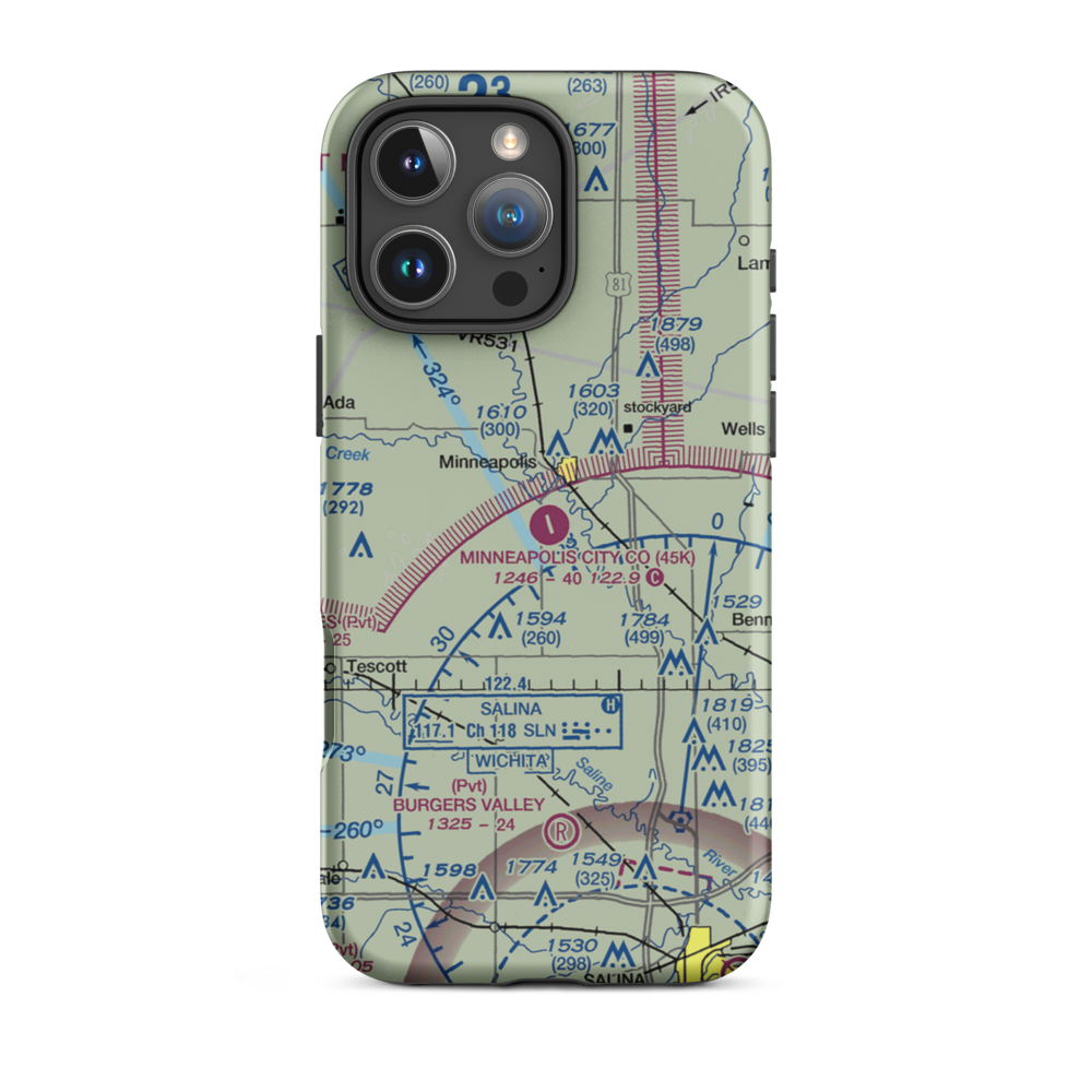 Minneapolis City County Airport (45K) VFR Sectional  Tough iPhone Case iPhone 16 Pro Max model shown