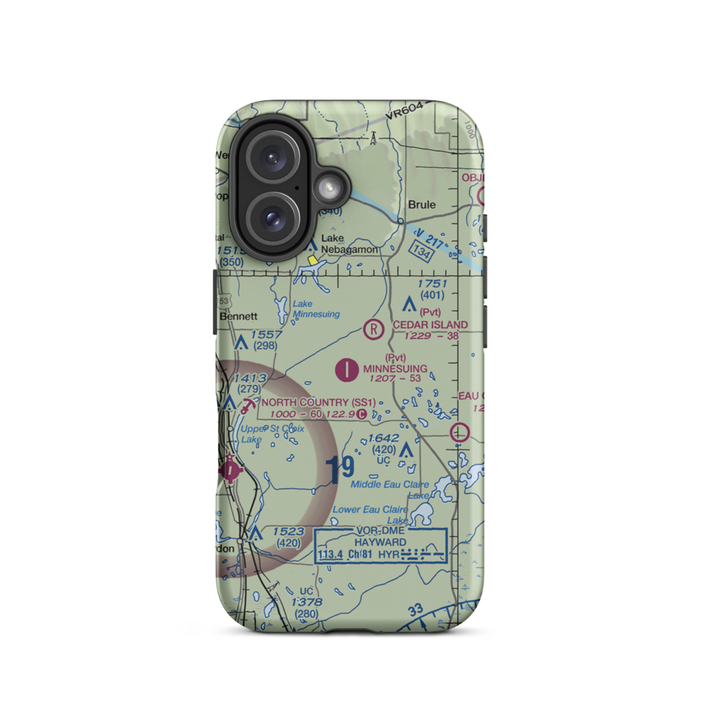 Minnesuing Airport (WI31) VFR Sectional  Tough iPhone Case iPhone 16 model shown