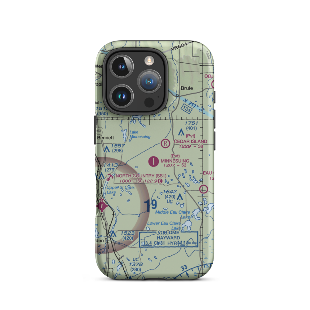 Minnesuing Airport (WI31) VFR Sectional  Tough iPhone Case iPhone 16 Pro model shown