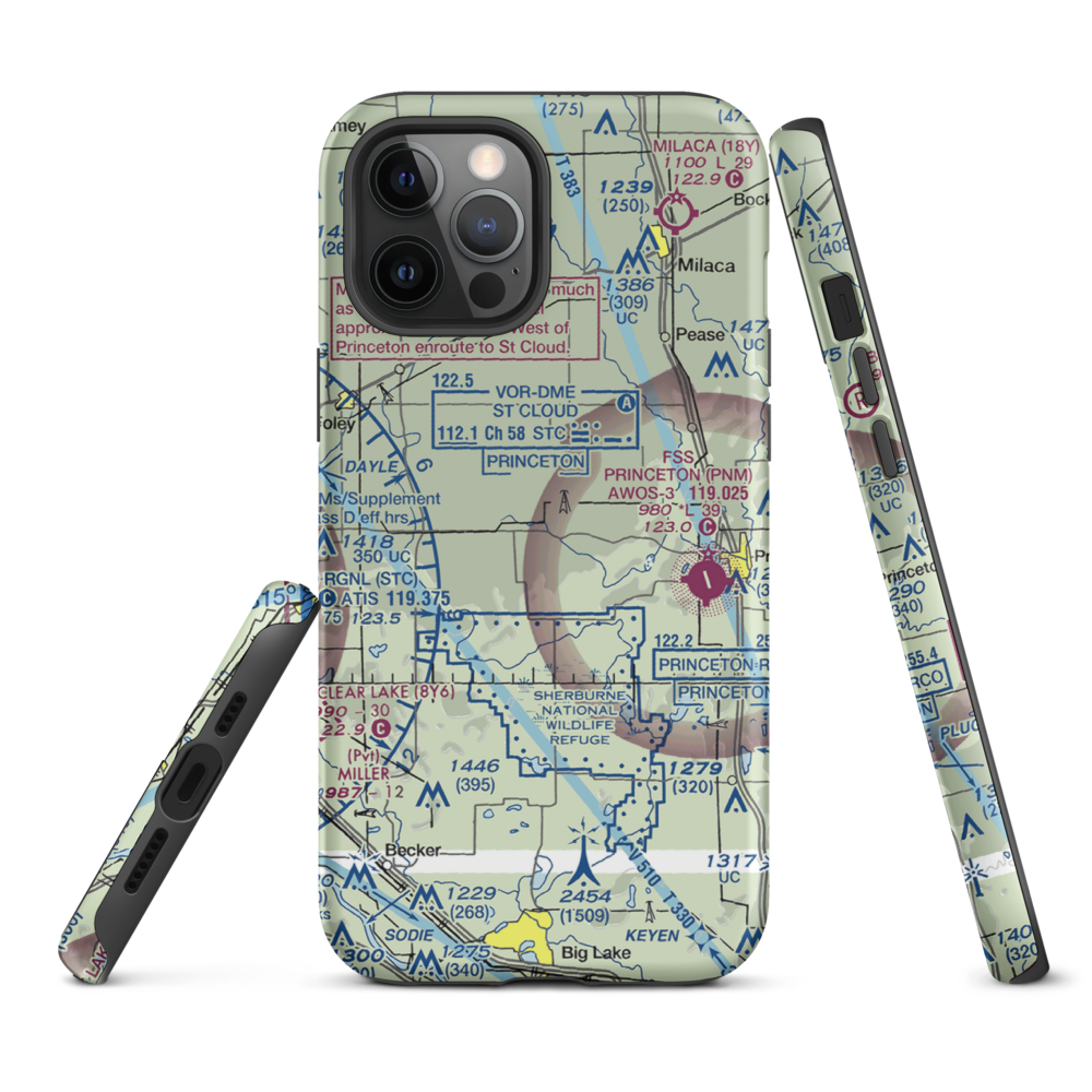 Minske Field (8MN6) VFR Sectional  Tough iPhone Case iPhone 12 Pro Max model shown