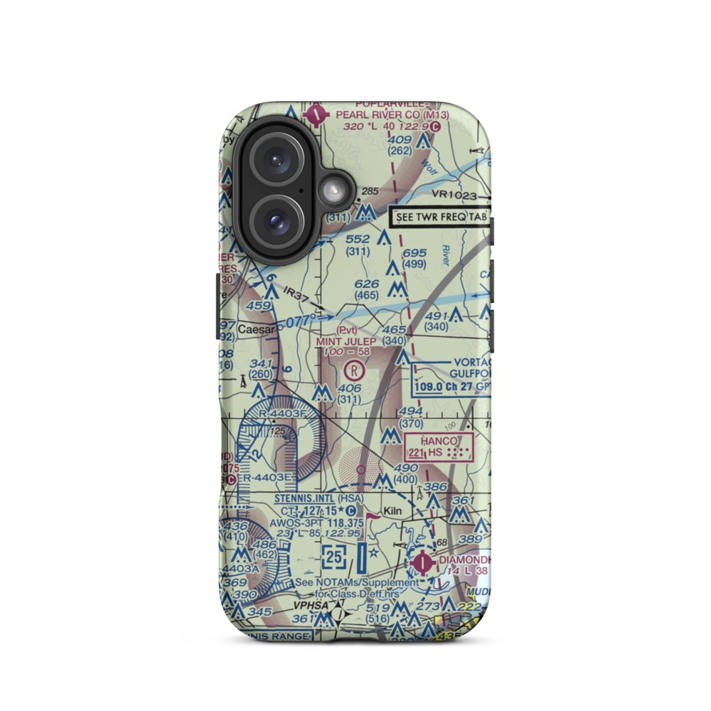 Mint Julep Airpark (5MS5) VFR Sectional  Tough iPhone Case iPhone 16 model shown