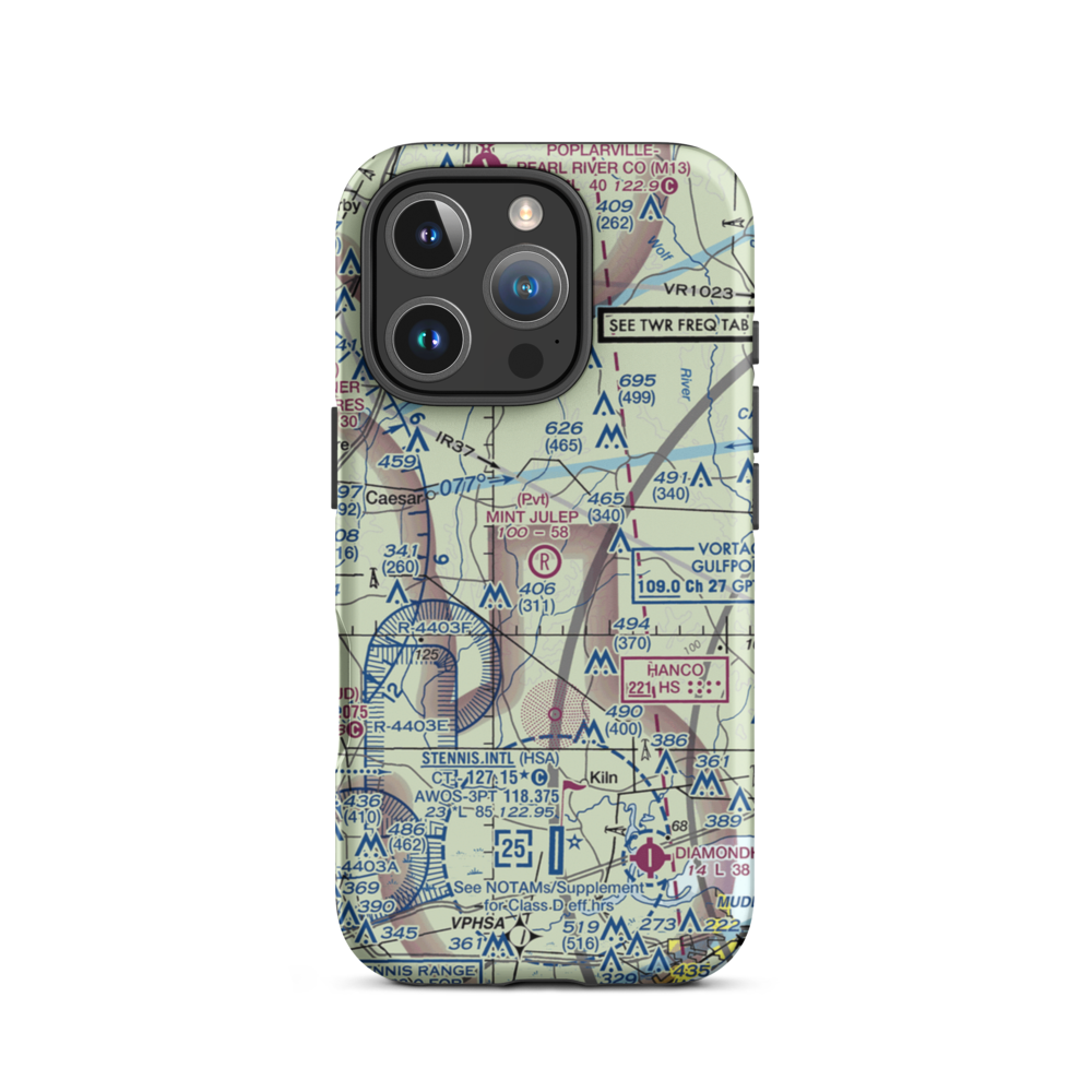 Mint Julep Airpark (5MS5) VFR Sectional  Tough iPhone Case iPhone 16 Pro model shown