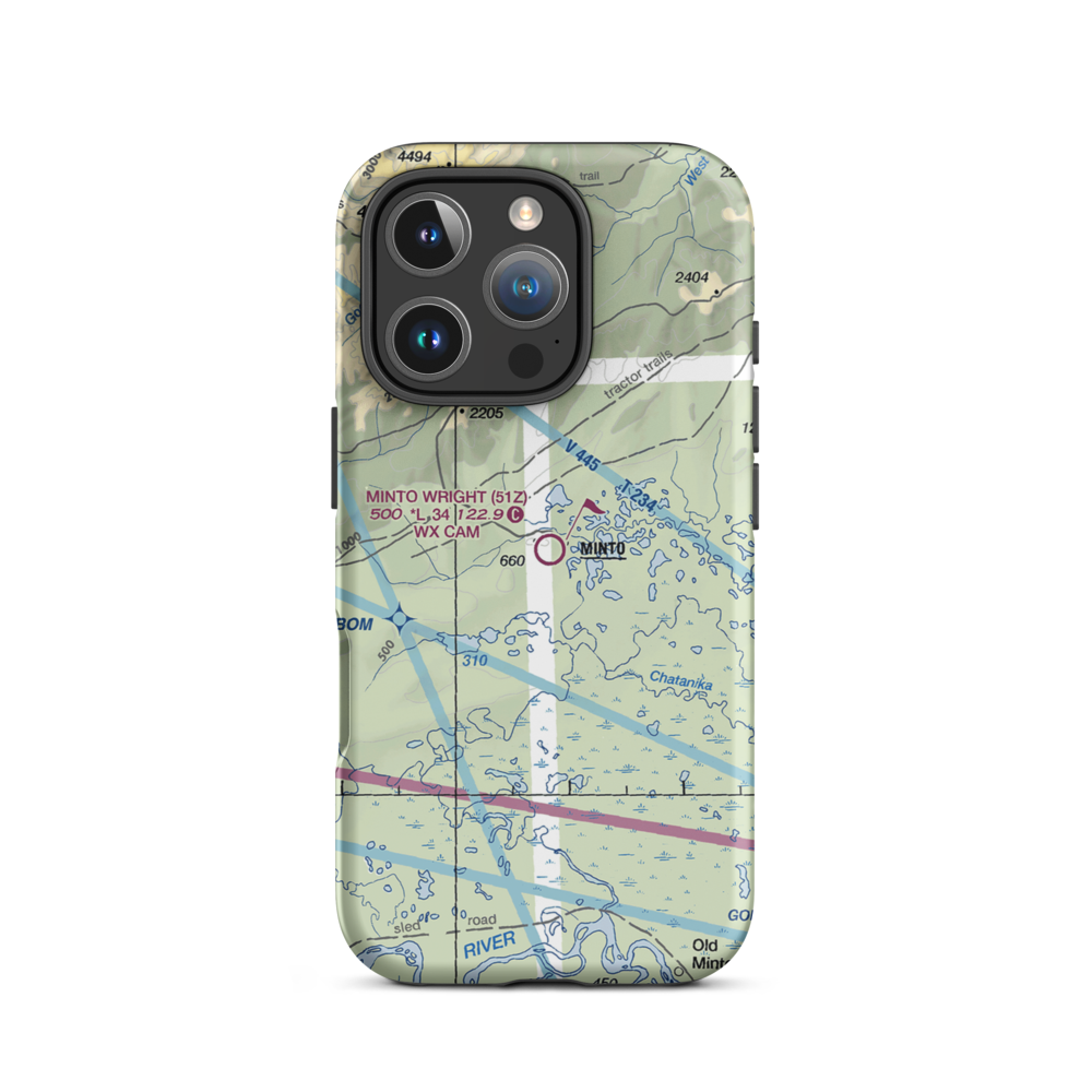 Minto Al Wright Airport (51Z) VFR Sectional  Tough iPhone Case iPhone 16 Pro model shown