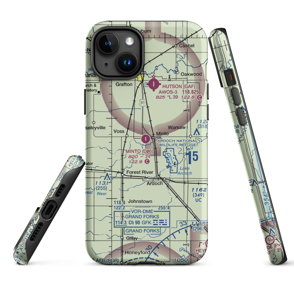 Minto Municipal Airport (D06) VFR Sectional  Tough iPhone Case iPhone 15 Plus model shown