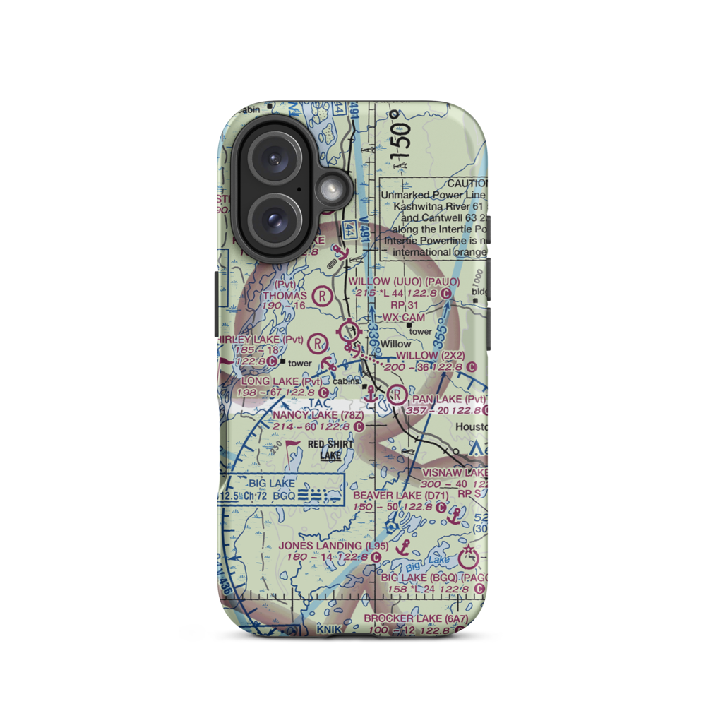 Minuteman Lake Seaplane Base (MFN) VFR Sectional  Tough iPhone Case iPhone 16 model shown