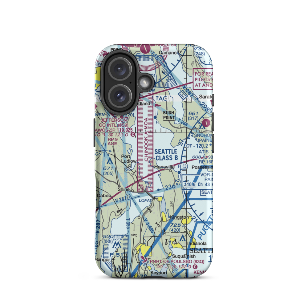 Mirth Airport (WA22) VFR Sectional  Tough iPhone Case iPhone 16 model shown