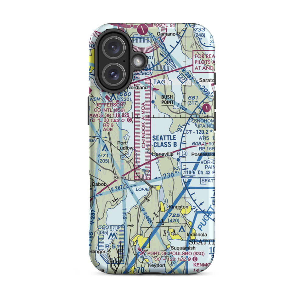 Mirth Airport (WA22) VFR Sectional  Tough iPhone Case iPhone 16 Plus model shown
