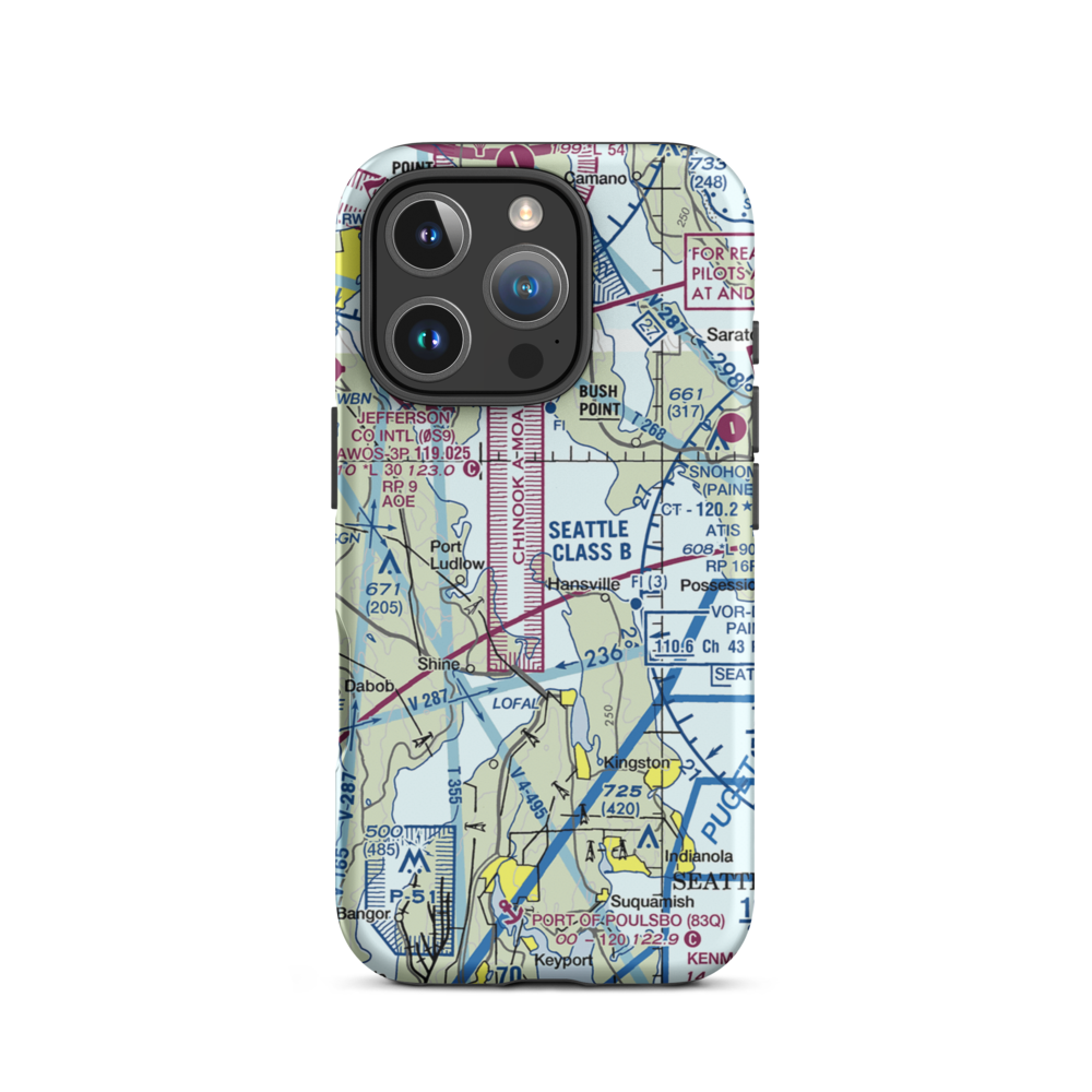 Mirth Airport (WA22) VFR Sectional  Tough iPhone Case iPhone 16 Pro model shown