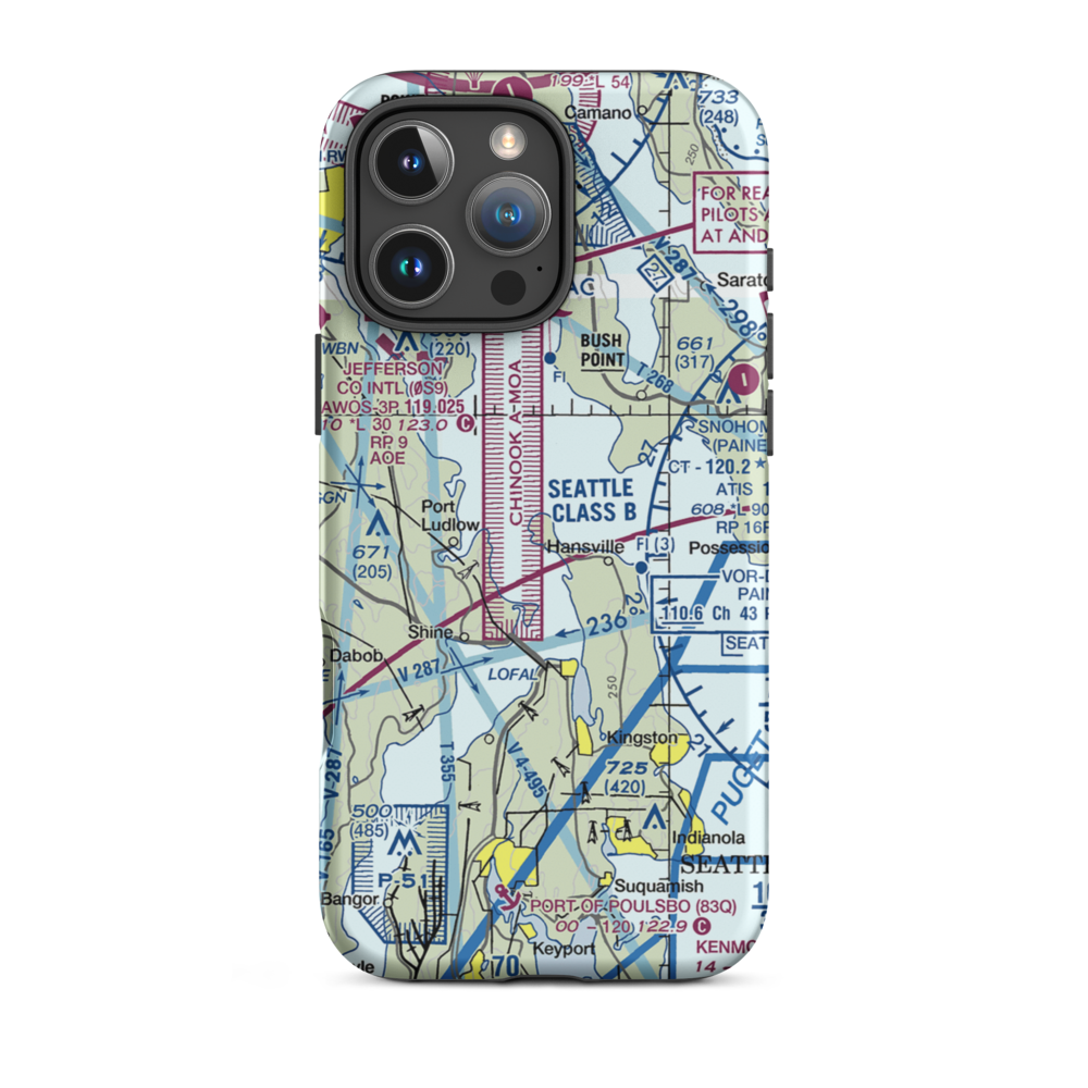 Mirth Airport (WA22) VFR Sectional  Tough iPhone Case iPhone 16 Pro Max model shown