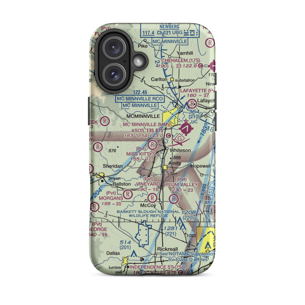 Miss Kittys Strip Airport (OG44) VFR Sectional  Tough iPhone Case iPhone 16 Plus model shown