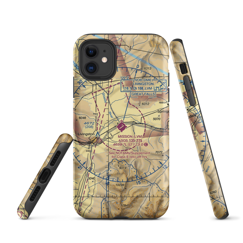 Mission Field (LVM) VFR Sectional  Tough iPhone Case iPhone 11 model shown