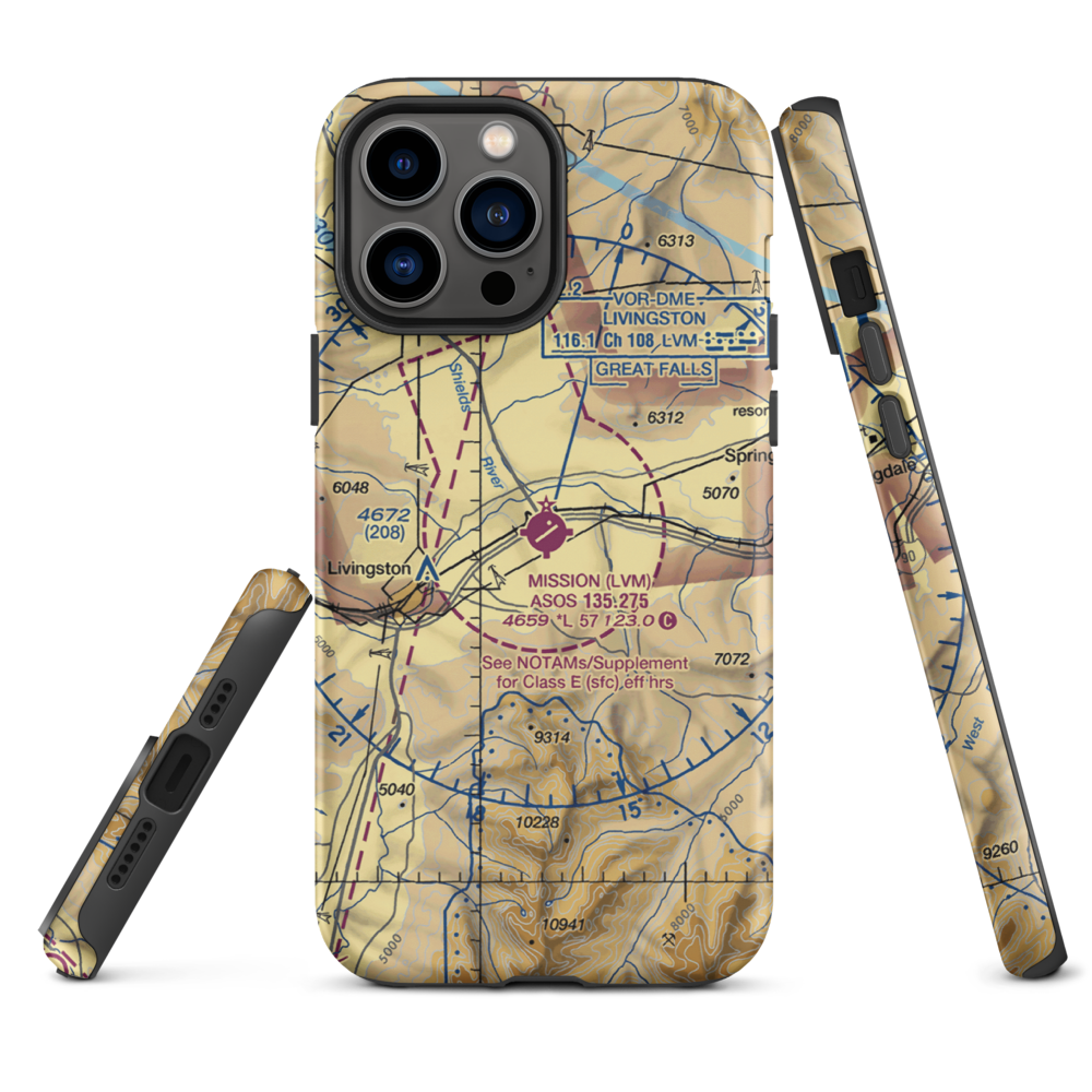 Mission Field (LVM) VFR Sectional  Tough iPhone Case iPhone 13 Pro Max model shown