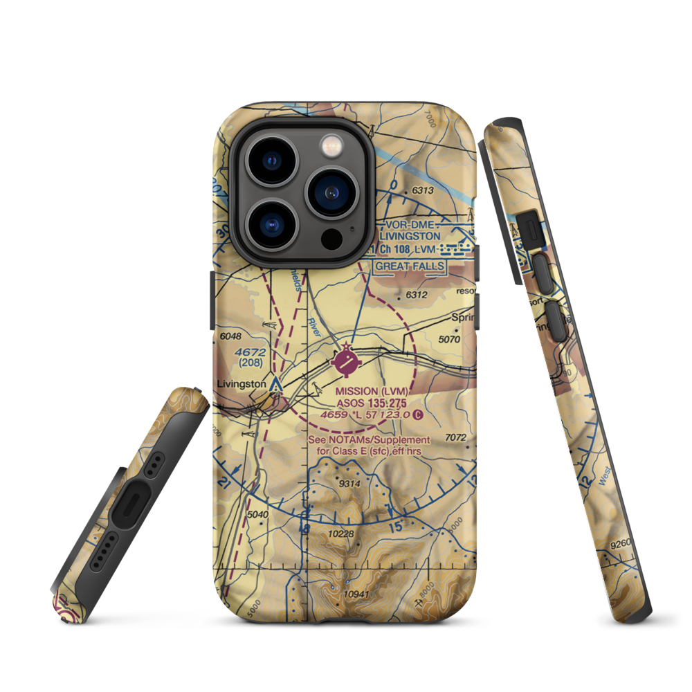 Mission Field (LVM) VFR Sectional  Tough iPhone Case iPhone 14 Pro model shown