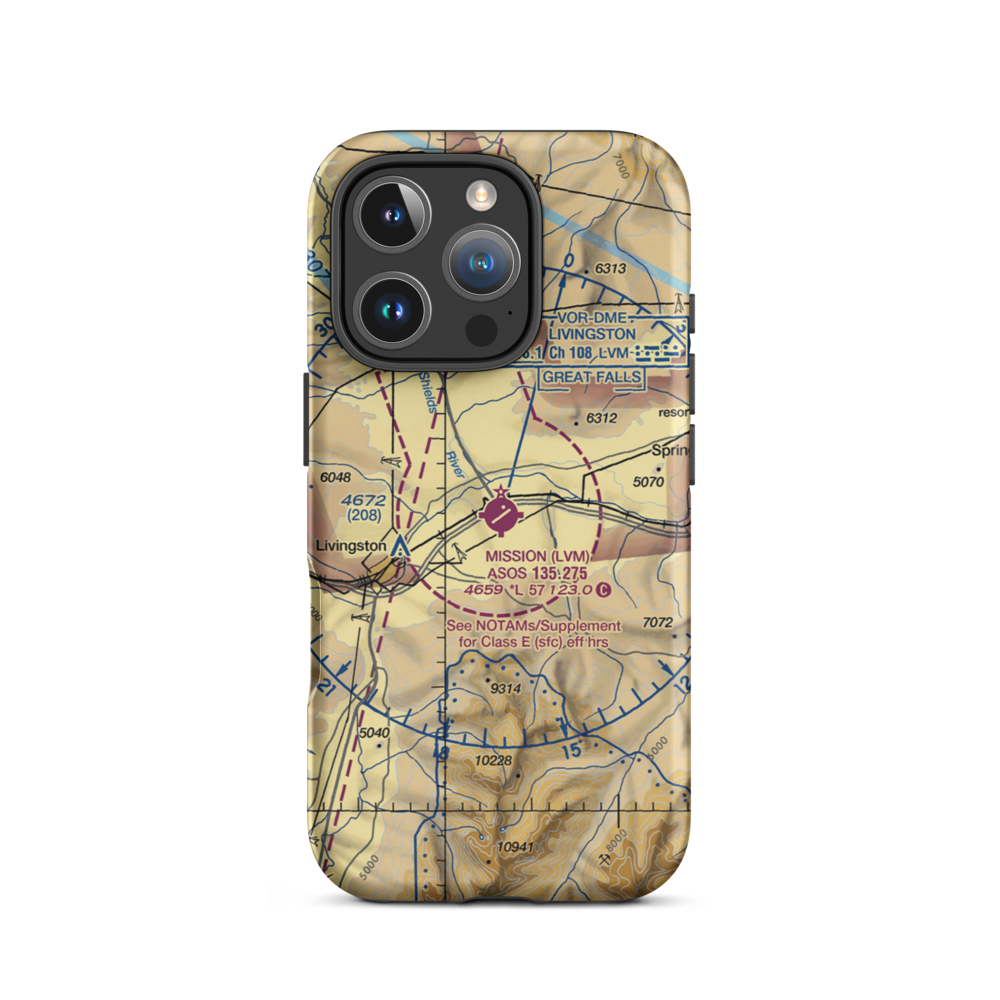 Mission Field (LVM) VFR Sectional  Tough iPhone Case iPhone 16 Pro model shown