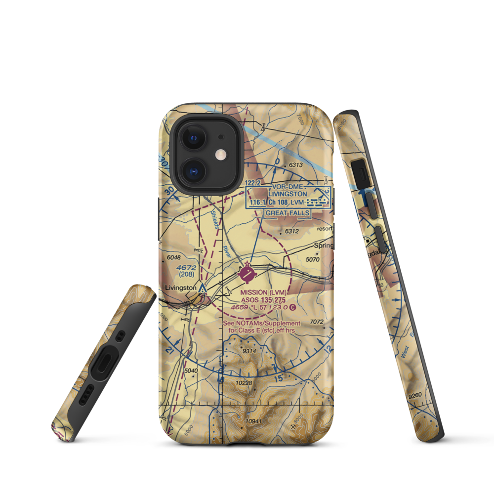 Mission Field (LVM) VFR Sectional  Tough iPhone Case iPhone 12 mini model shown