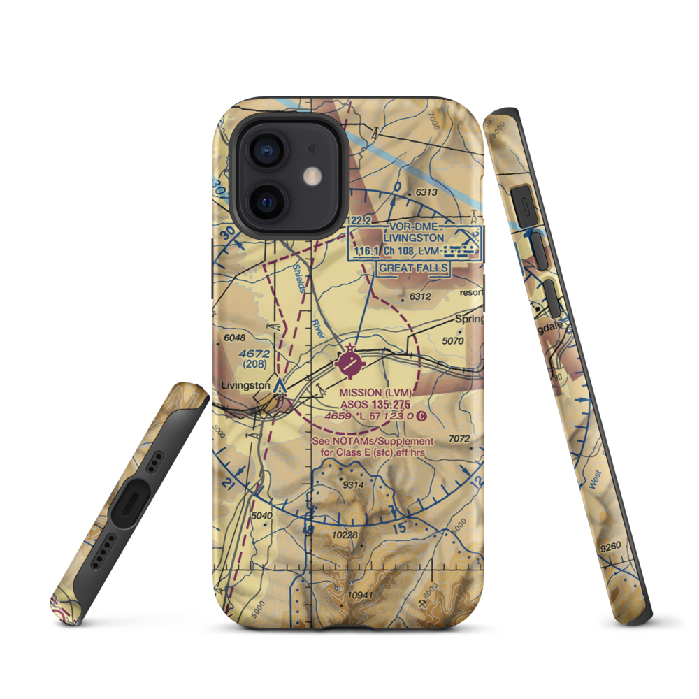 Mission Field (LVM) VFR Sectional  Tough iPhone Case iPhone 12 model shown