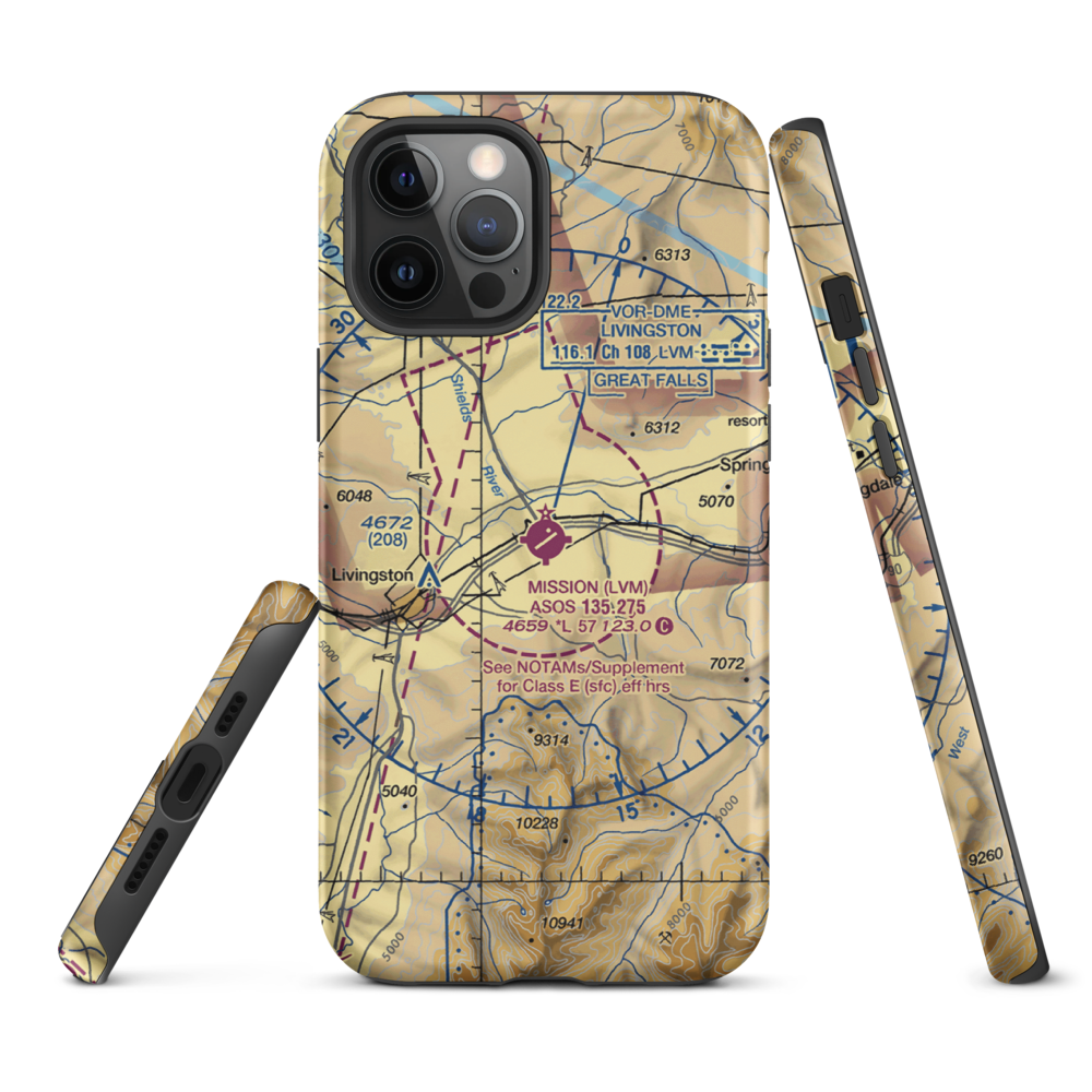 Mission Field (LVM) VFR Sectional  Tough iPhone Case iPhone 12 Pro Max model shown