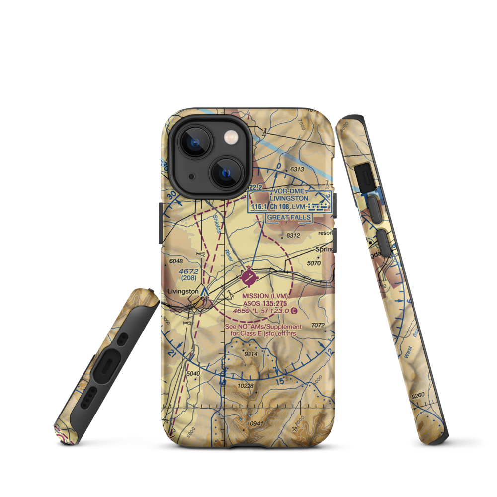 Mission Field (LVM) VFR Sectional  Tough iPhone Case iPhone 13 mini model shown