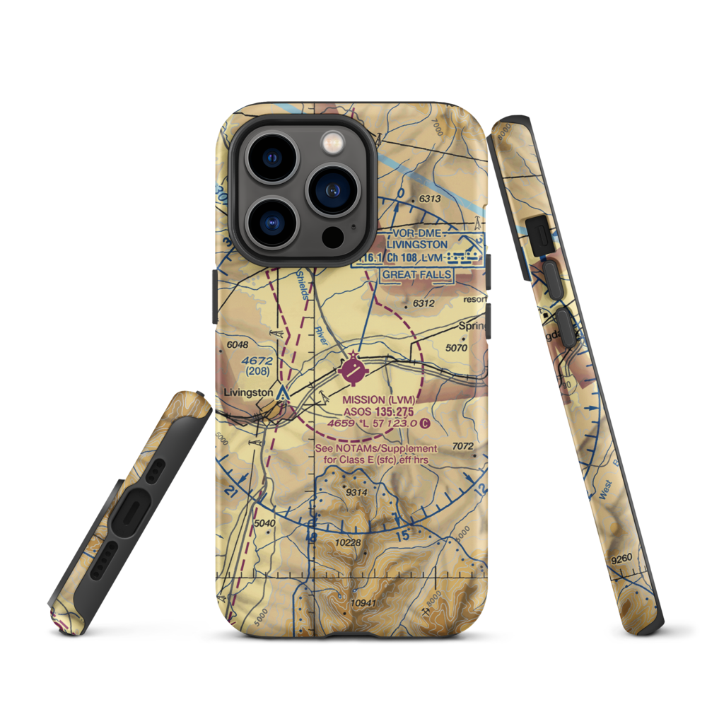 Mission Field (LVM) VFR Sectional  Tough iPhone Case iPhone 13 Pro model shown