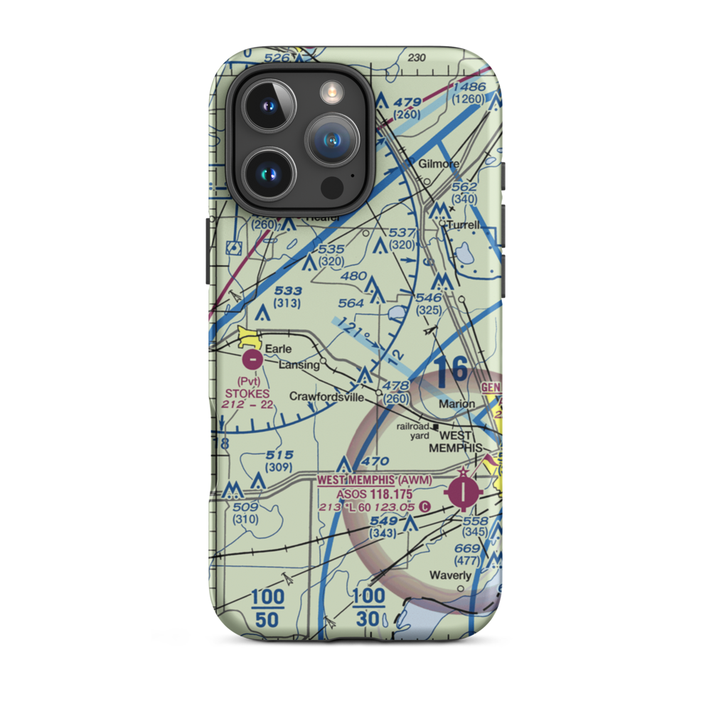 Mission Field-Marotti Memorial Airport (0AR2) VFR Sectional  Tough iPhone Case iPhone 16 Pro Max model shown