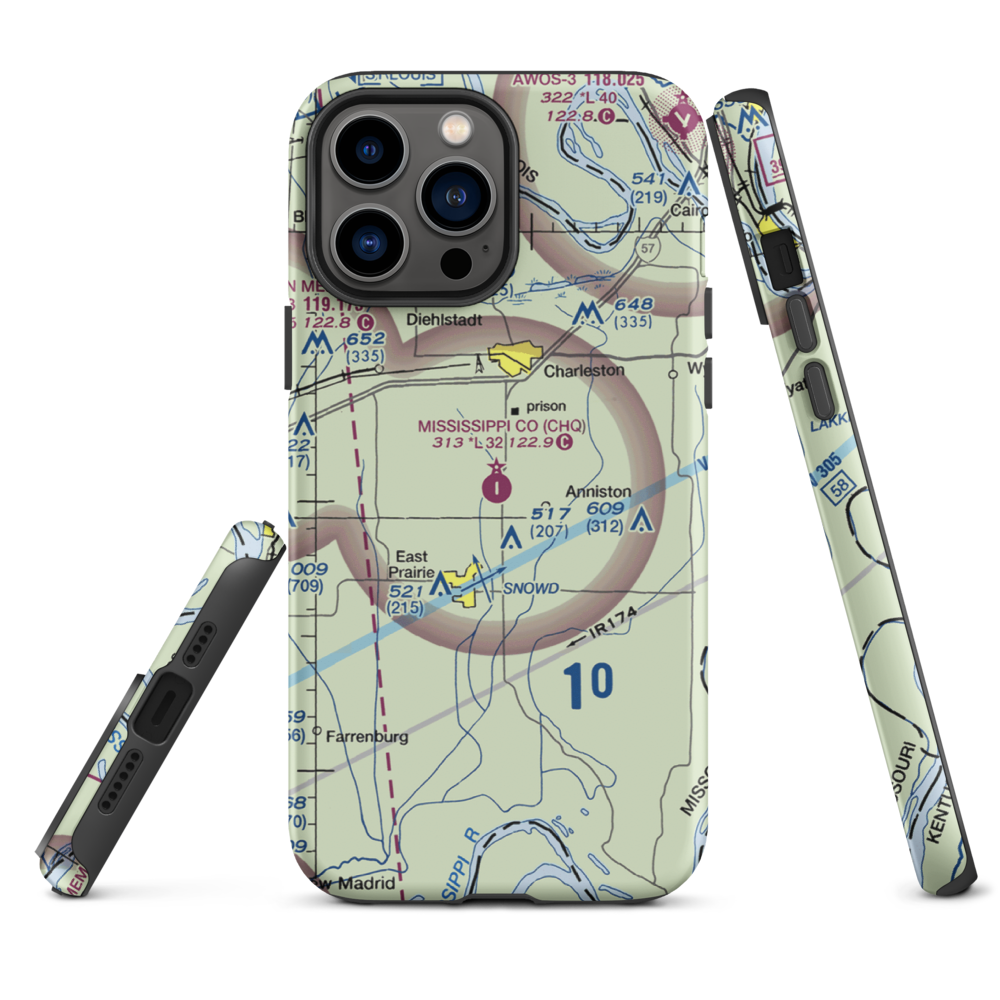Mississippi County Airport (CHQ) VFR Sectional  Tough iPhone Case iPhone 13 Pro Max model shown