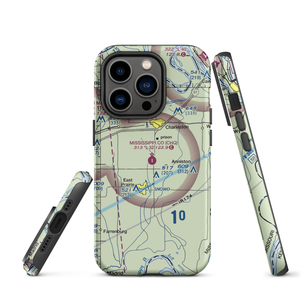 Mississippi County Airport (CHQ) VFR Sectional  Tough iPhone Case iPhone 14 Pro model shown