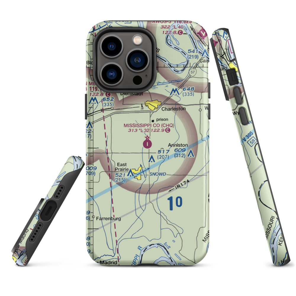Mississippi County Airport (CHQ) VFR Sectional  Tough iPhone Case iPhone 14 Pro Max model shown